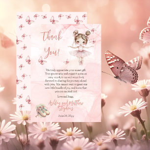 Little Ballerina Pink Girl Baby Shower Thank You Card