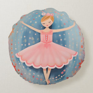 Little Ballerina  Round Pillow