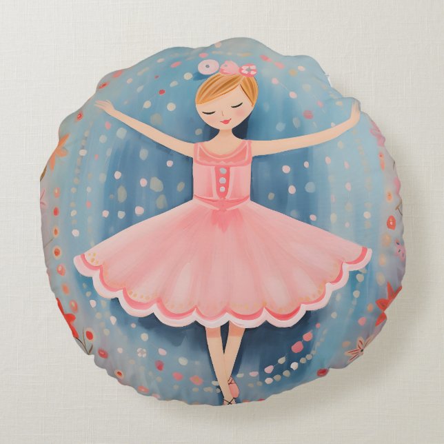 Little Ballerina  Round Pillow (Back)
