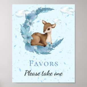Little Bambi Blue Flowers Clouds Dust Favours Sign