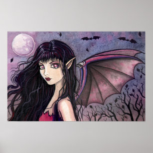 Little Bat Girl Vampire Gothic Fairy Poster