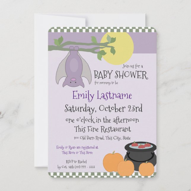 Little Bat Halloween Baby Shower Invitation (Front)