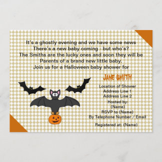 Little Bat Halloween Baby Shower Invitation Cards