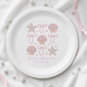 Little Beach Babe Is On The Way Baby Shower Paper Plate