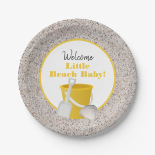 Little Beach Baby Shovel and Pail Baby Shower Paper Plate