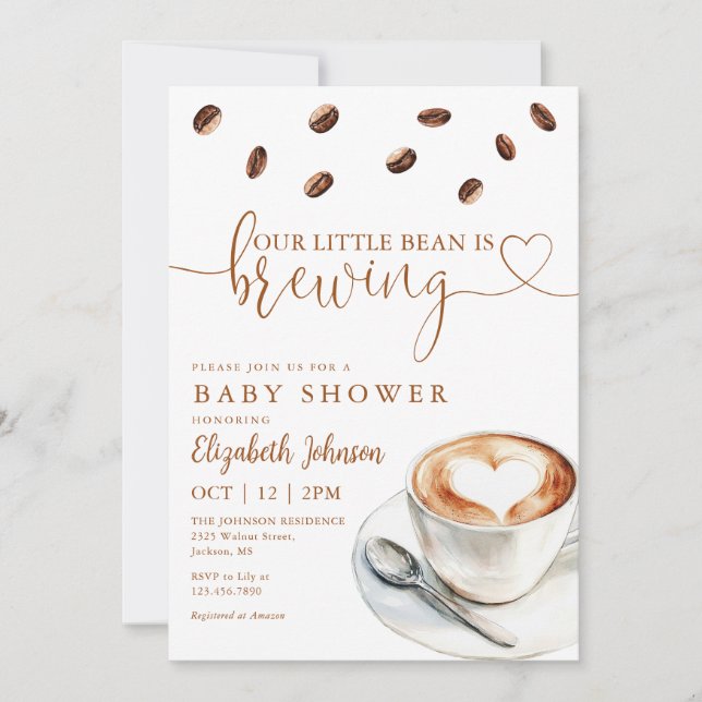 Little Bean Brewing Coffee Baby Shower All In One Invitation (Front)