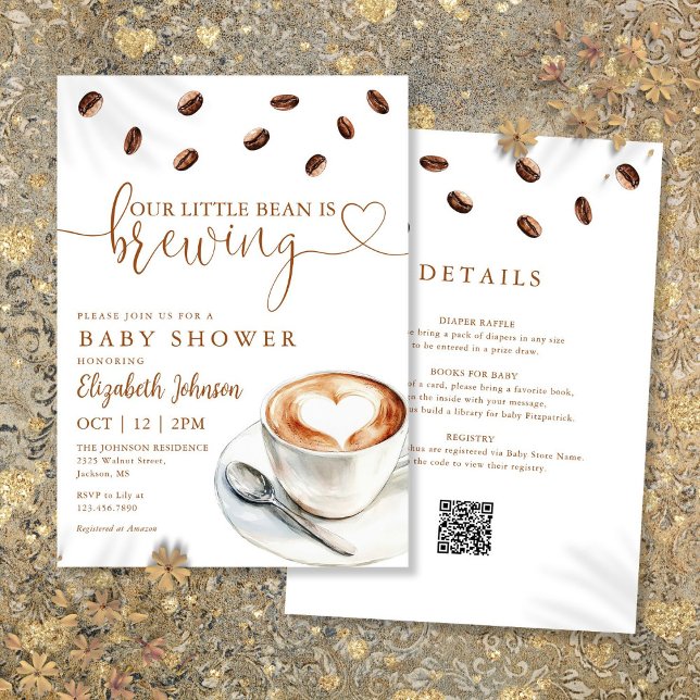 Little Bean Brewing Coffee Baby Shower All In One Invitation (Little Bean Brewing Coffee Baby Shower All In One Invitation)