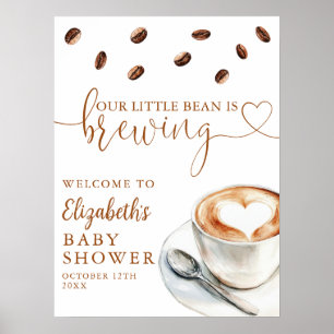 Little Bean Brewing Coffee Baby Shower Welcome Poster