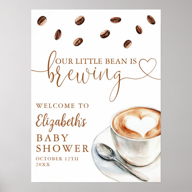 Little Bean Brewing Coffee Baby Shower Welcome Poster (Front)