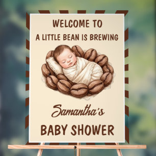 Little Bean Is Brewing Coffee Baby Shower Welcome Acrylic Sign