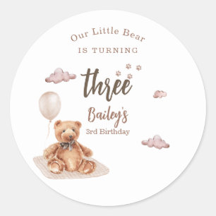 Little Bear Any Age Birthday Classic Round Sticker