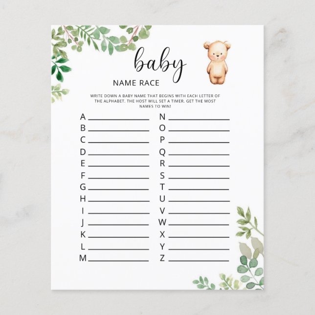 Little bear Baby name race game (Front)