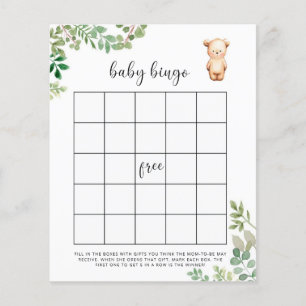 Little bear Baby shower bingo game
