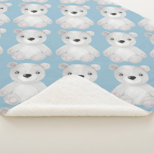 Little Bear Baby Shower Birthday Boy Sherpa Blanket