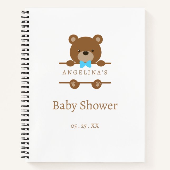 Little Bear Baby Shower Gift List Notebook (Front)