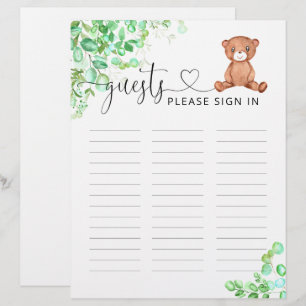 Little bear baby shower guests please sign In 