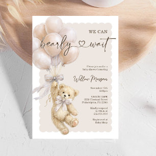 Little Bear Baby Shower Teddy Bear Balloons Invitation