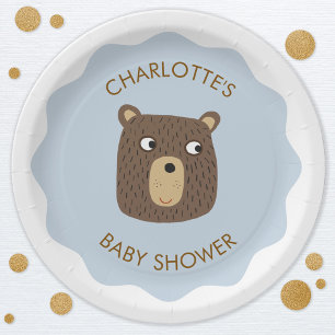 Little Bear Cub Baby Shower Personalized Paper Plate
