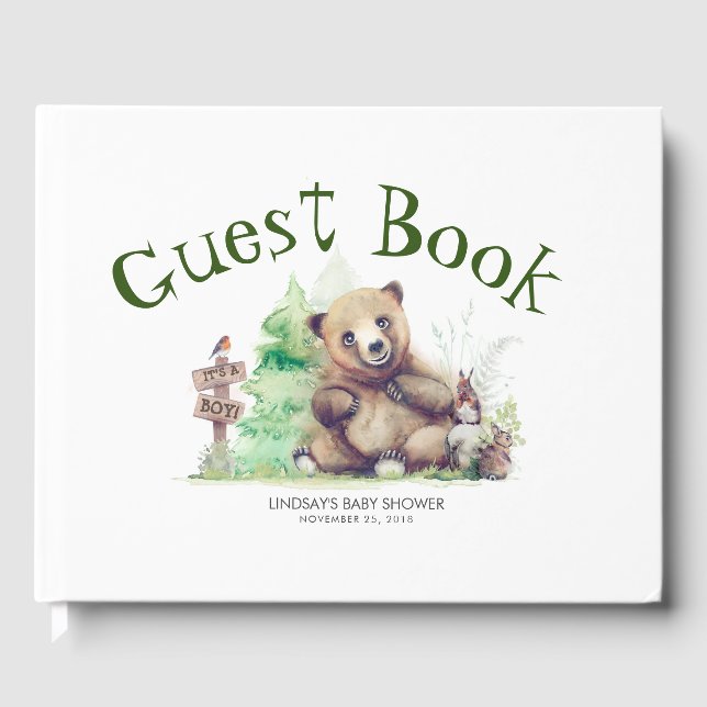 Little Bear Cute Baby Shower Guest Book (Front)