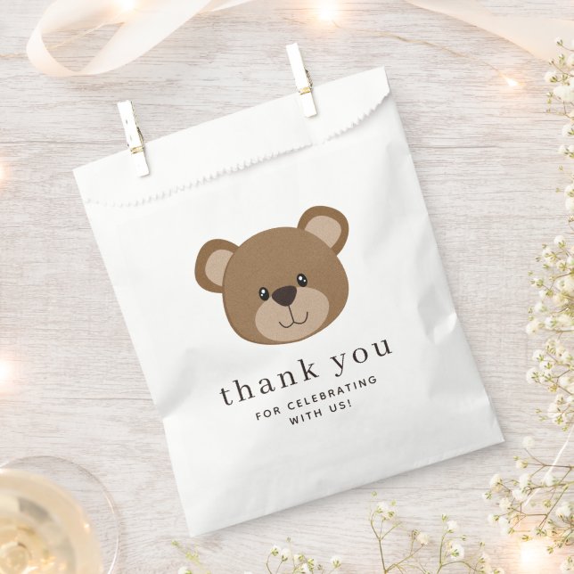 Little Bear Face | 1st Birthday Thank You Favour Bag (Clipped)