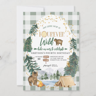 Little Bear is Fourever Wild Birthday Invitation