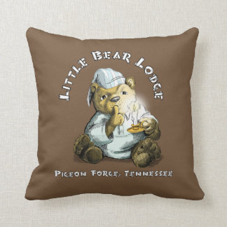 Little Bear Lodge and Friends Throw Pillow