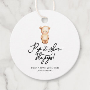 Little Bear Pop it when she pops baby shower  Favour Tags