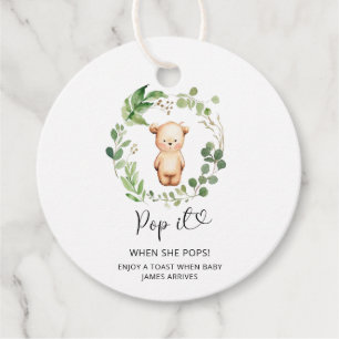 Little Bear Pop it when she pops baby shower  Favour Tags