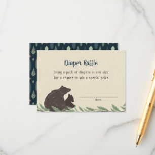 Little Bear Rustic Baby Shower Diaper Raffle Card