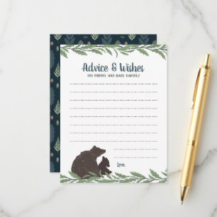 Little Bear Rustic Baby Shower Wishes and Advice Card