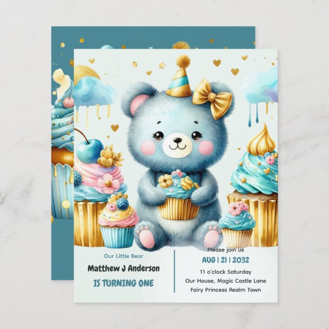 Little Bear Turning ONE - Wild One 1st Birthday (Front/Back)