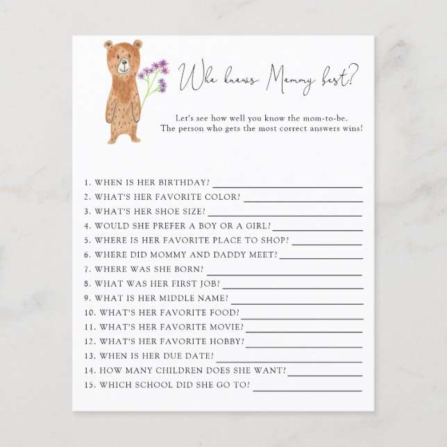 Little Bear - Who knows MOMMY best (Front)