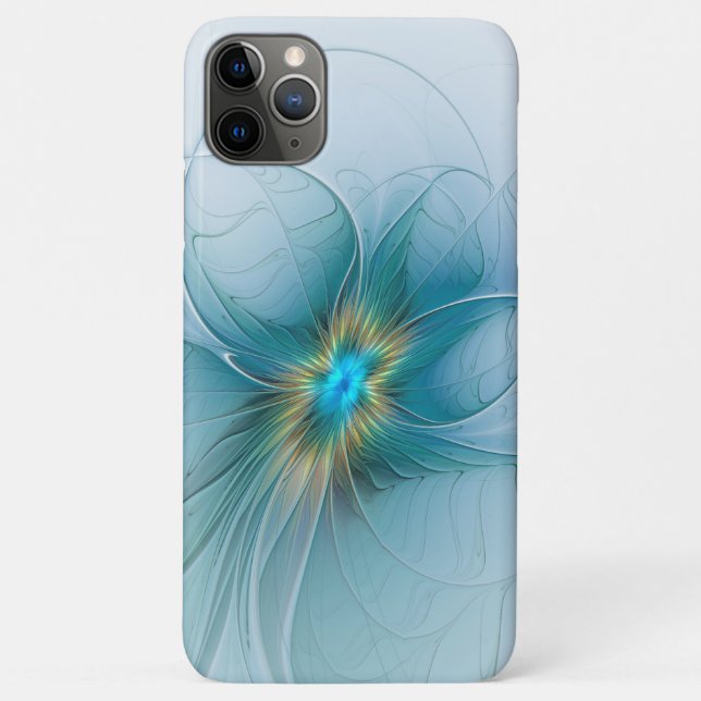 Little Beauty Modern Blue Gold Fractal Art Flower Case-Mate iPhone Case (Back)
