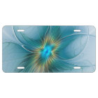 Little Beauty Modern Blue Gold Fractal Art Flower