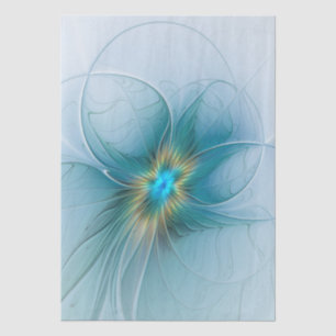 Little Beauty Modern Blue Gold Fractal Art Flower Tissue Paper