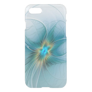 Little Beauty Modern Blue Gold Fractal Art Flower iPhone SE/8/7 Case