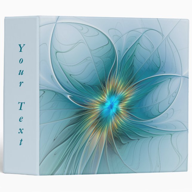 Little Beauty Modern Blue Gold Fractal Art Text Binder (Front/Spine)