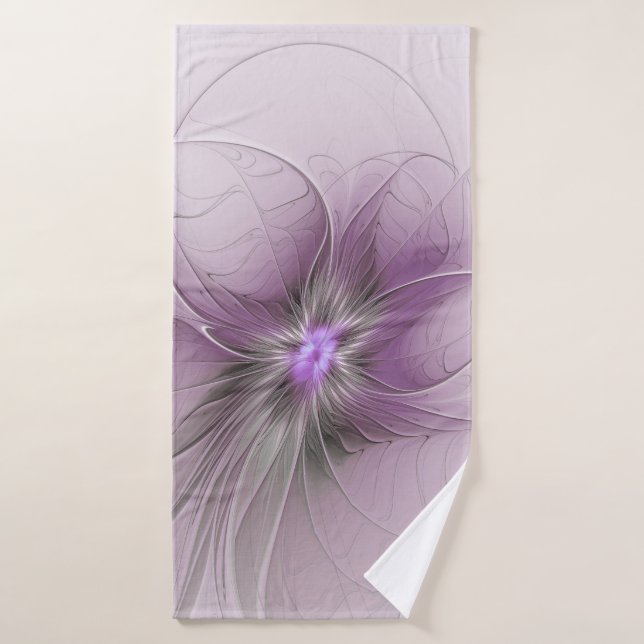 Little Beauty Modern Mauve Gray Fractal Art Flower (Serviette de bain)