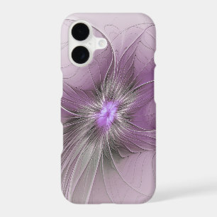 Little Beauty Modern Mauve Grey Fractal Art Flower