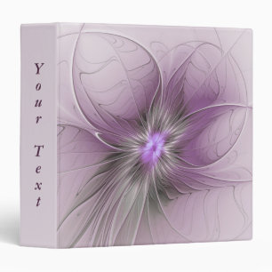 Little Beauty Modern Mauve Grey Fractal Art Flower Binder
