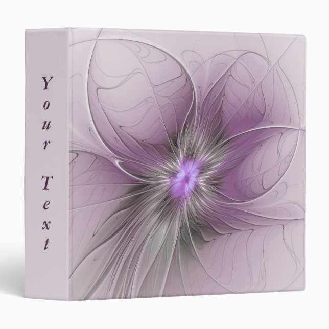 Little Beauty Modern Mauve Grey Fractal Art Flower Binder (Front/Spine)