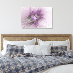 Little Beauty Modern Mauve Grey Fractal Art Flower Canvas Print