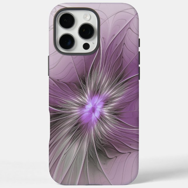 Little Beauty Modern Mauve Grey Fractal Art Flower Case-Mate iPhone Case (Back)