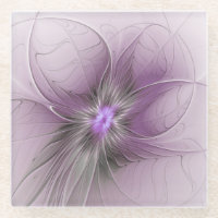 Little Beauty Modern Mauve Grey Fractal Art Flower