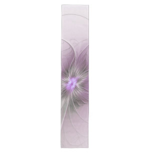 Little Beauty Modern Mauve Grey Fractal Art Flower Medium Table Runner