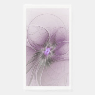 Little Beauty Modern Mauve Grey Fractal Art Flower Napkin