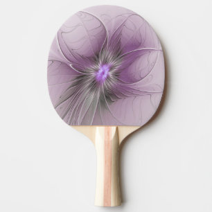 Little Beauty Modern Mauve Grey Fractal Art Flower Ping Pong Paddle