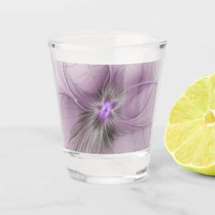 Little Beauty Modern Mauve Grey Fractal Art Flower Shot Glass