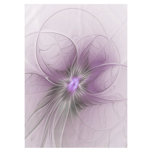 Little Beauty Modern Mauve Grey Fractal Art Flower Tablecloth (Front)