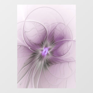 Little Beauty Modern Mauve Grey Fractal Art Flower Window Cling